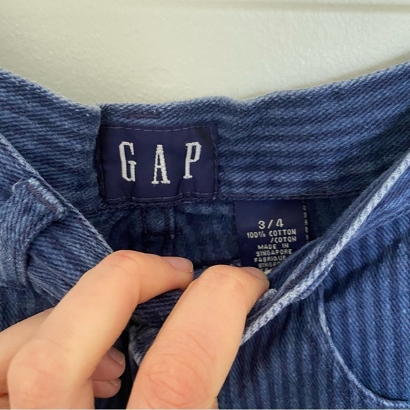 VINTAGE GAP High Waist Pin Stripe Dark Wash Denim Shorts Sz 3/4 - Picture 3 of 6